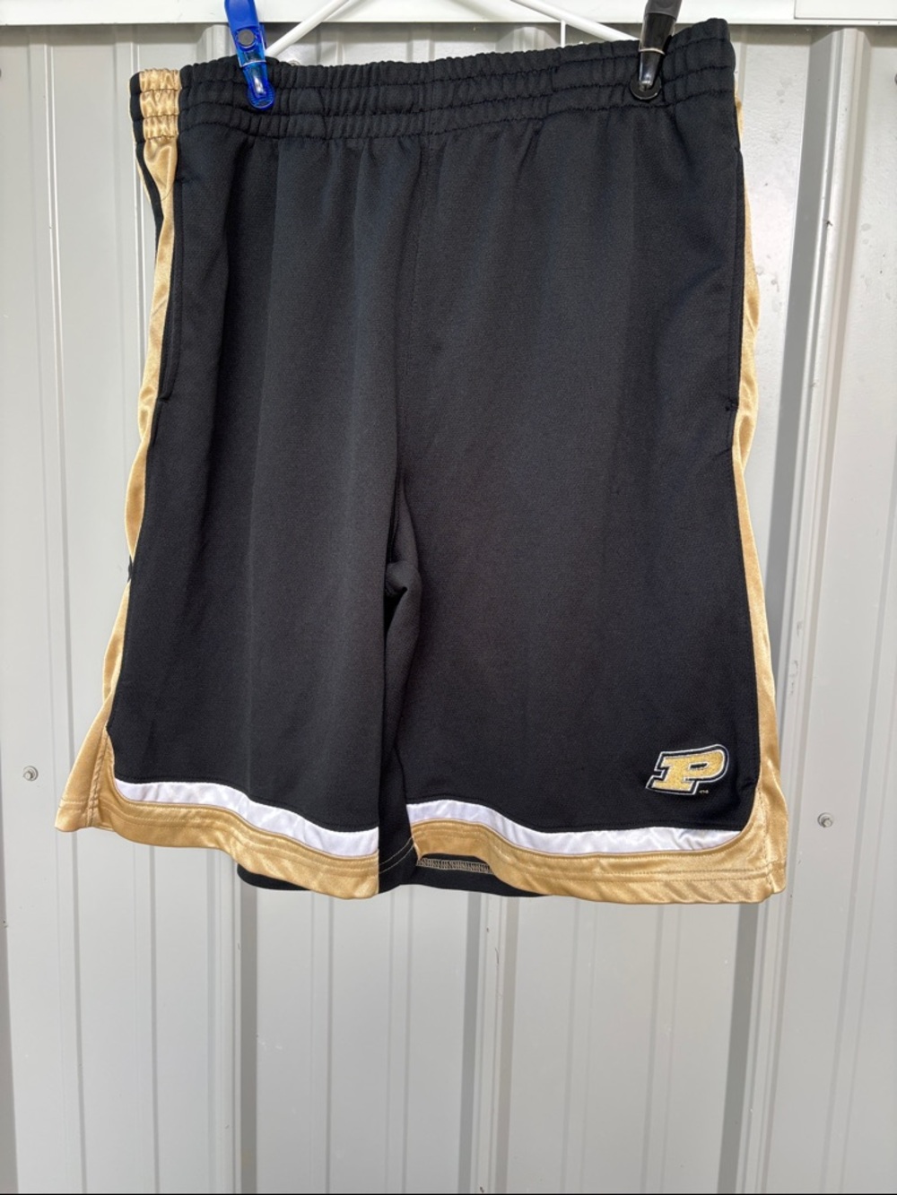 Pro Edge Purdue Black Athletic Shorts with Gold & White Accents